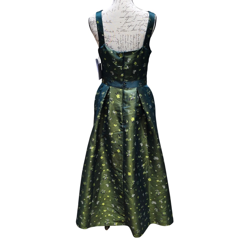 Chelsea28 NWT Green Floral Jacquard Square Neck Maxi Dress CH515813MI Small - Picture 10 of 13